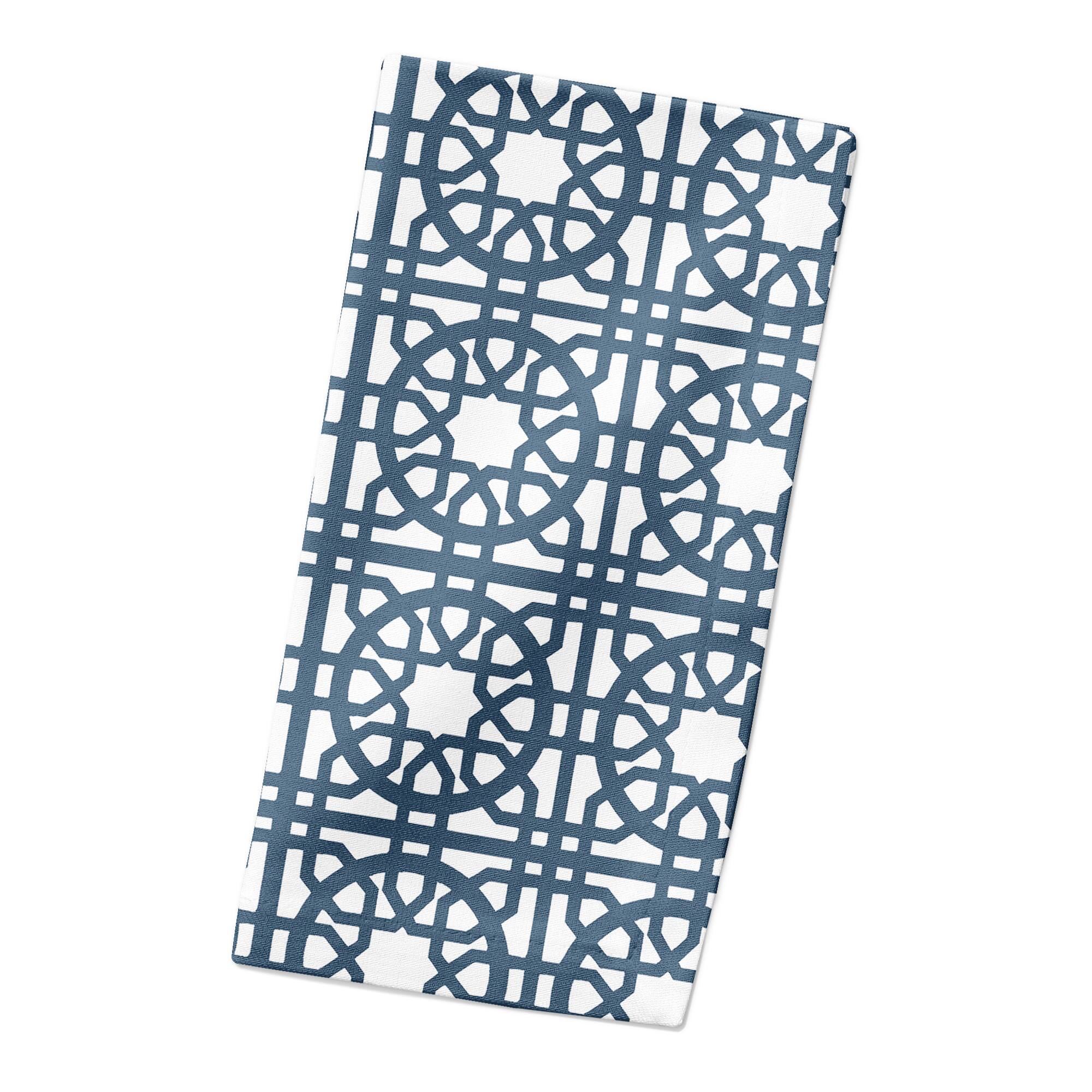 Blue Geo Tile 10" x 10" Cotton Twill Napkin